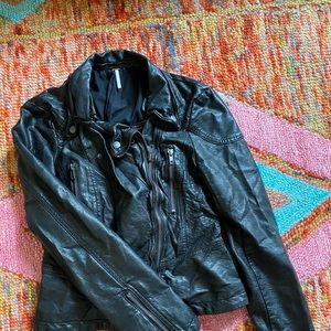 Free People Faux Leather Jacket w/ Hood